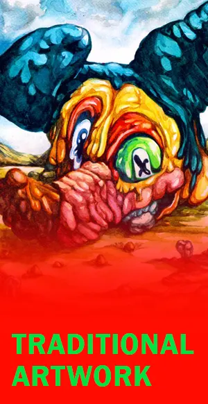 Acrylic and watercolor pop surrealism style by Hans Kristo , a traditional art website Collections