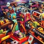 Surreal composition of distorted figures and symbolic structures forming a fragmented collective, exploring the tension between belonging, identity, and illusion within imagined communities.