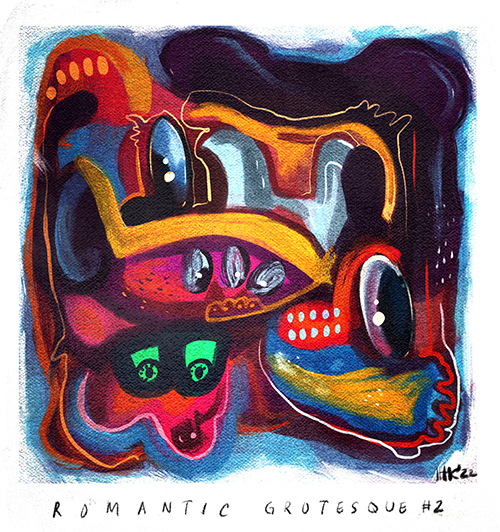ROMANTIC GROTESQUE #2 by Hans Kristo , A neo - Abstraction hybrid with Pop surrealism style
