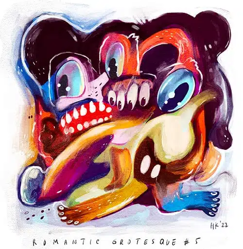 Hans Kristo | Pop Surrealism Artist | Indonesia Pop Surrealism | Lowbrow artist 8 Digital artwork by Hans Kristo from the Romantic Grotesque collection, featuring distorted and unusual surreal forms combined with expressionist, abstract, and pop surrealism styles.