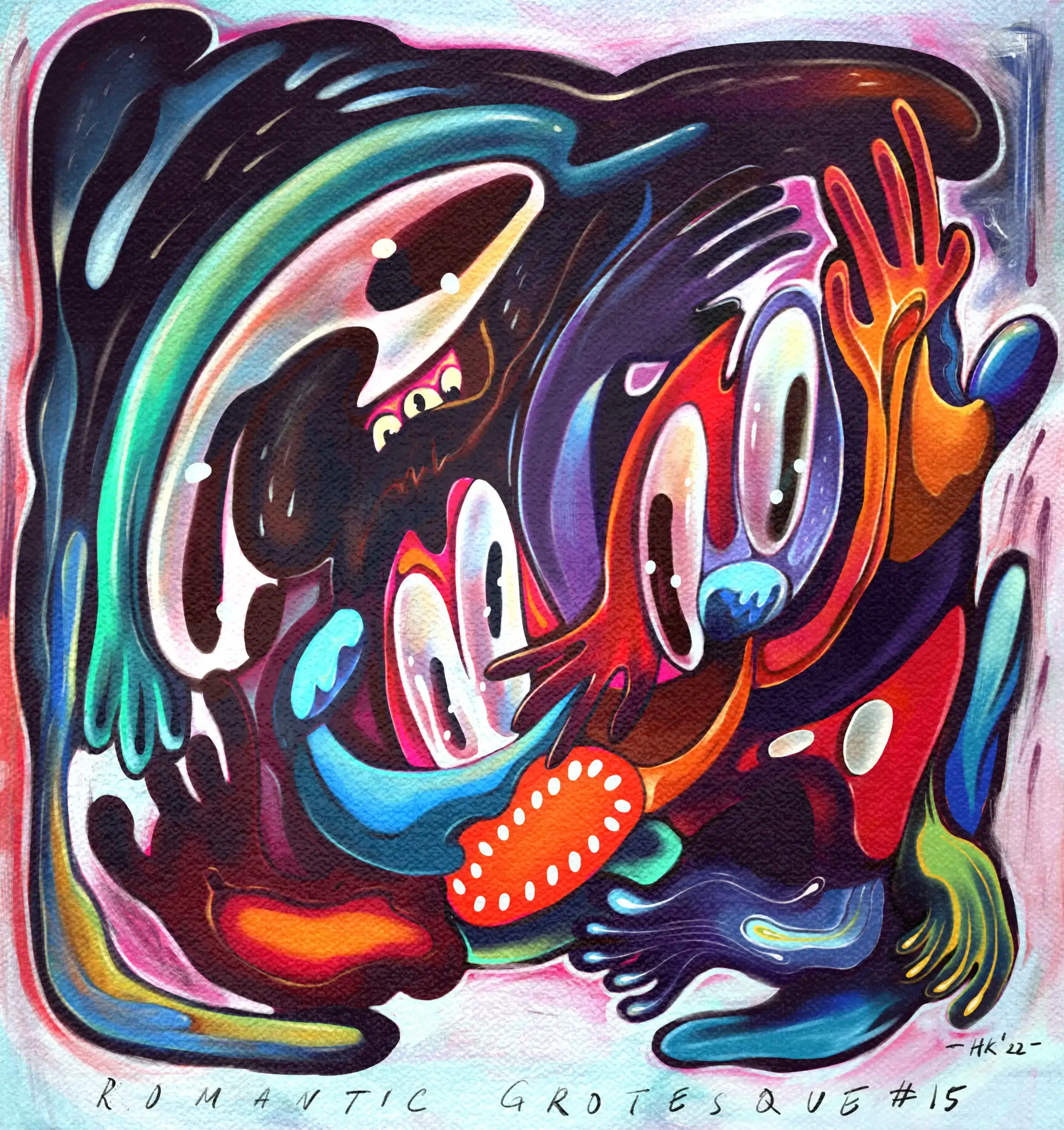 Romantic Grotesque #15, Series pop surrealism abstract , a new abstract by Hans Kristo