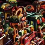 Eternal Wanderers – surreal artwork by Hans Kristo depicting timeless figures drifting through boundless realms.