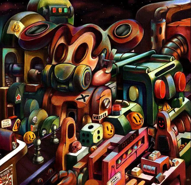 Eternal Wanderers – surreal artwork by Hans Kristo depicting timeless figures drifting through boundless realms.