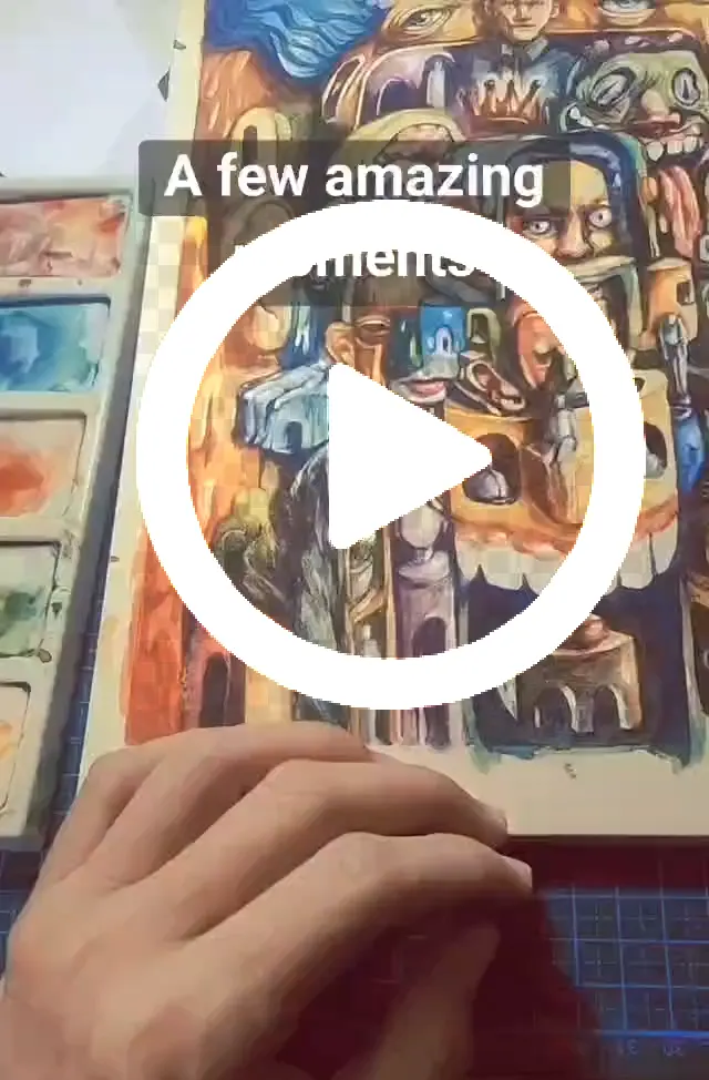 Pop Surrealism artist profile - Studio video reel thumbnail capturing the hands-on contemporary painting process.