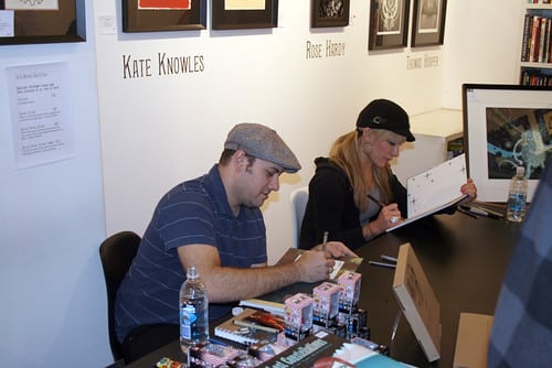 Artists Jeff Soto and Tara McPherson book signing event at Outré Gallery Melbourne for Pop Surrealism exhibition.